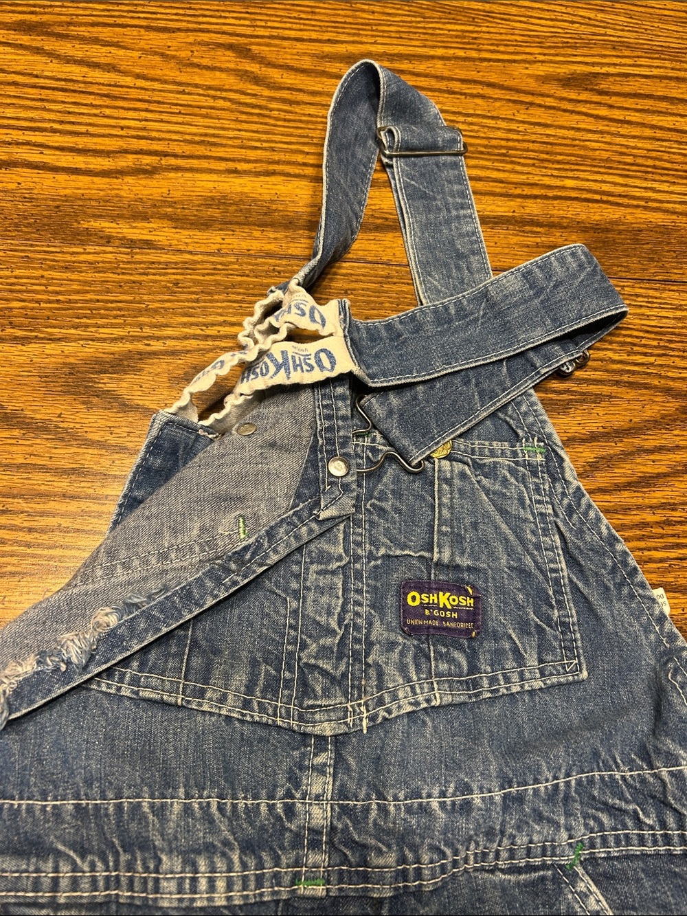 Vintage OshKosh B'gosh Distressed Denim Overalls - Blue